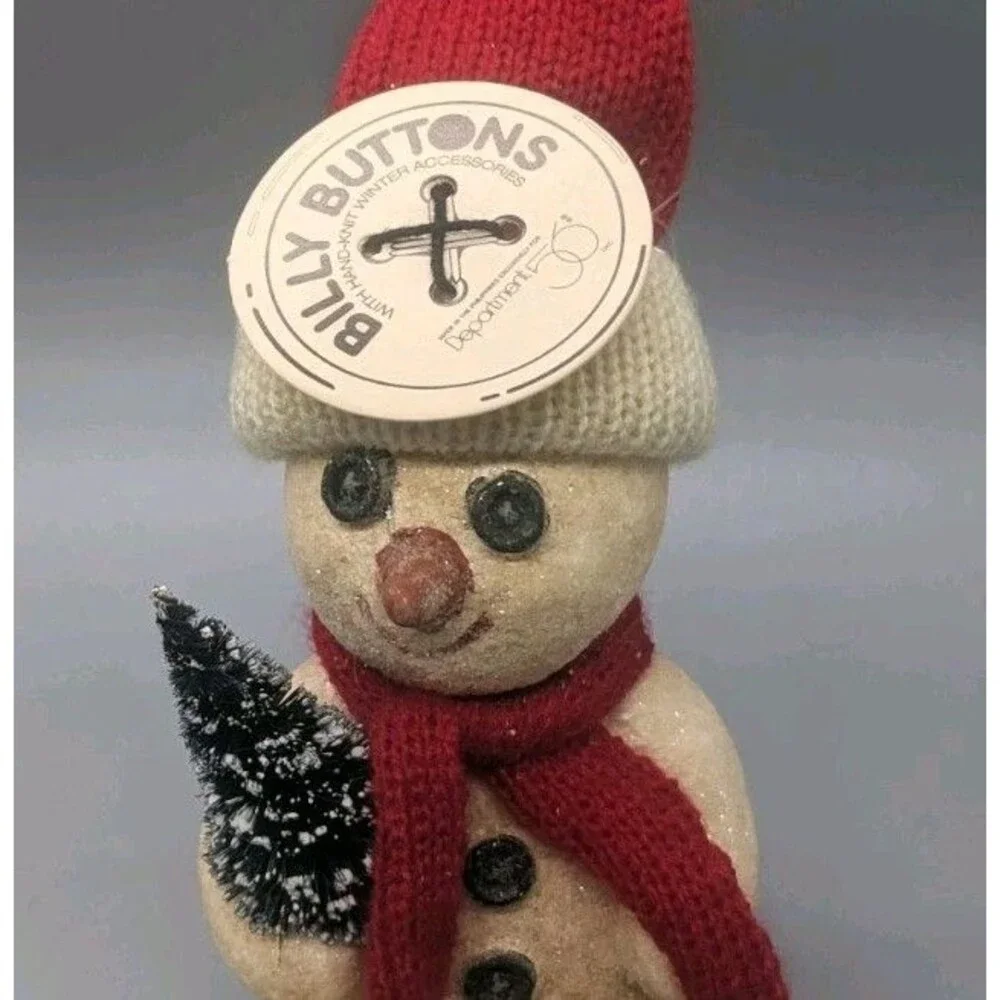 Dept 56 Christmas Ornament Billy Buttons Snowman Ornament Vintage Scarf Tree Hat